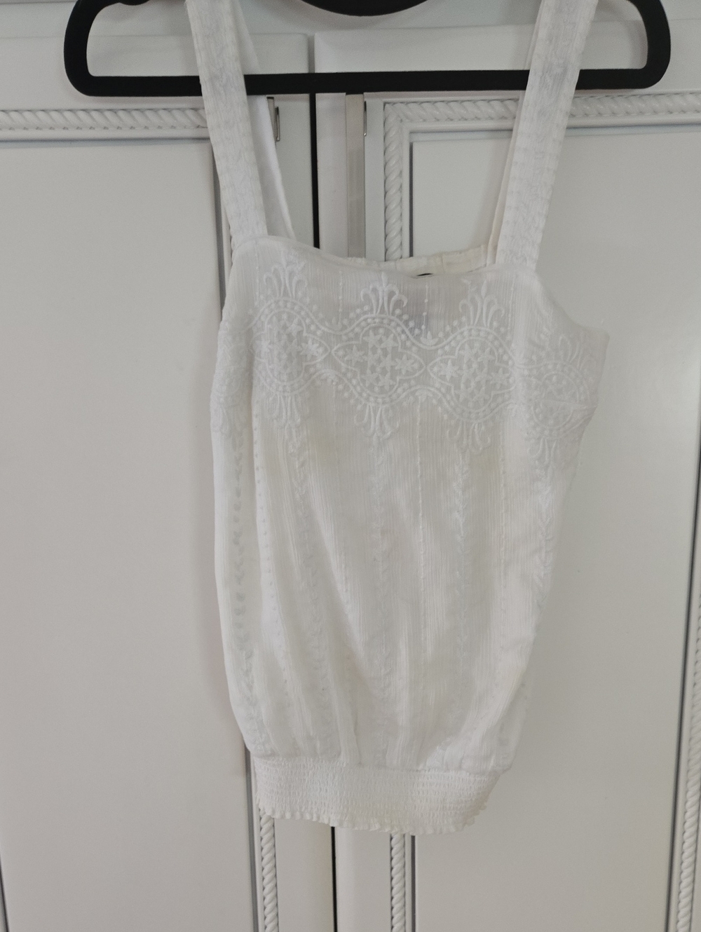White House Black Market White Embroidered Strap Camisole